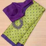 Veena Little Flowers Tussar Saree - Green