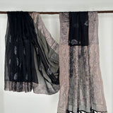 Fern Embroidered Organza Silk Saree - Black