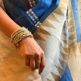 Nisha Geometric Organza Saree - Blue