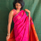Vera Perching Parakeets Kanchipuram Silk Saree - Fuchsia