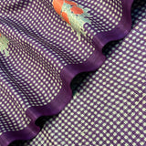 Veena Plaid Flowers Tussar Saree - Violet