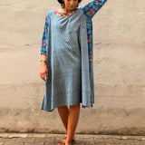 Micro Checks Embroidered Panel Dress