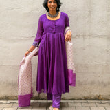Purple chiffon kurta set
