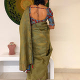 Mishrita Organza Flip Saree - Green