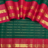 Mohana Horizontal Stripes Kanchi Silk Saree - Green