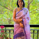 Nisha Floral Organza Saree - Lavender