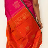 Vera Perching Parakeets Kanchipuram Silk Saree - Fuchsia