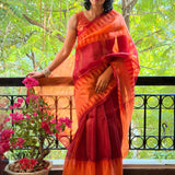 Nisha Geometric Organza Saree - Red