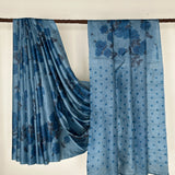 Veena Floral Monotone Tussar Saree - Blue