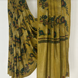 Kalpataru Intertwined Kalamkari Silk Saree - Olive