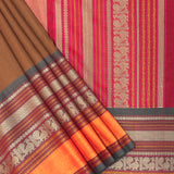Mishrita Long Border Chiffon Saree - Brown