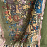 Kalamkari Mirrorwork Cotton Kurta Set - Olive Green