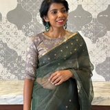 Zari striped handwoven organza saree