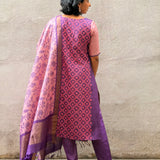 Berry Blush Kutch Embroidered Tussar Kurta Set