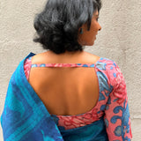 Pink Garden Kalamkari Silk Blouse