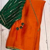 Metallic embroidered organza saree
