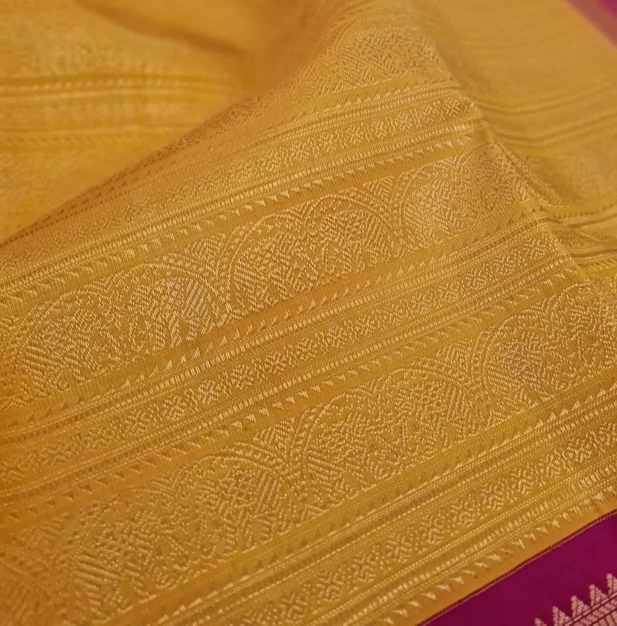 Haathee- Yellow and rani pink Kanchipuram silk (5)