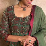 Olive Kota Kalidar Set