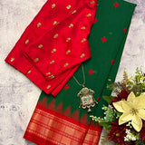 Kanchi cotton saree with silk border and Kutch embroidery