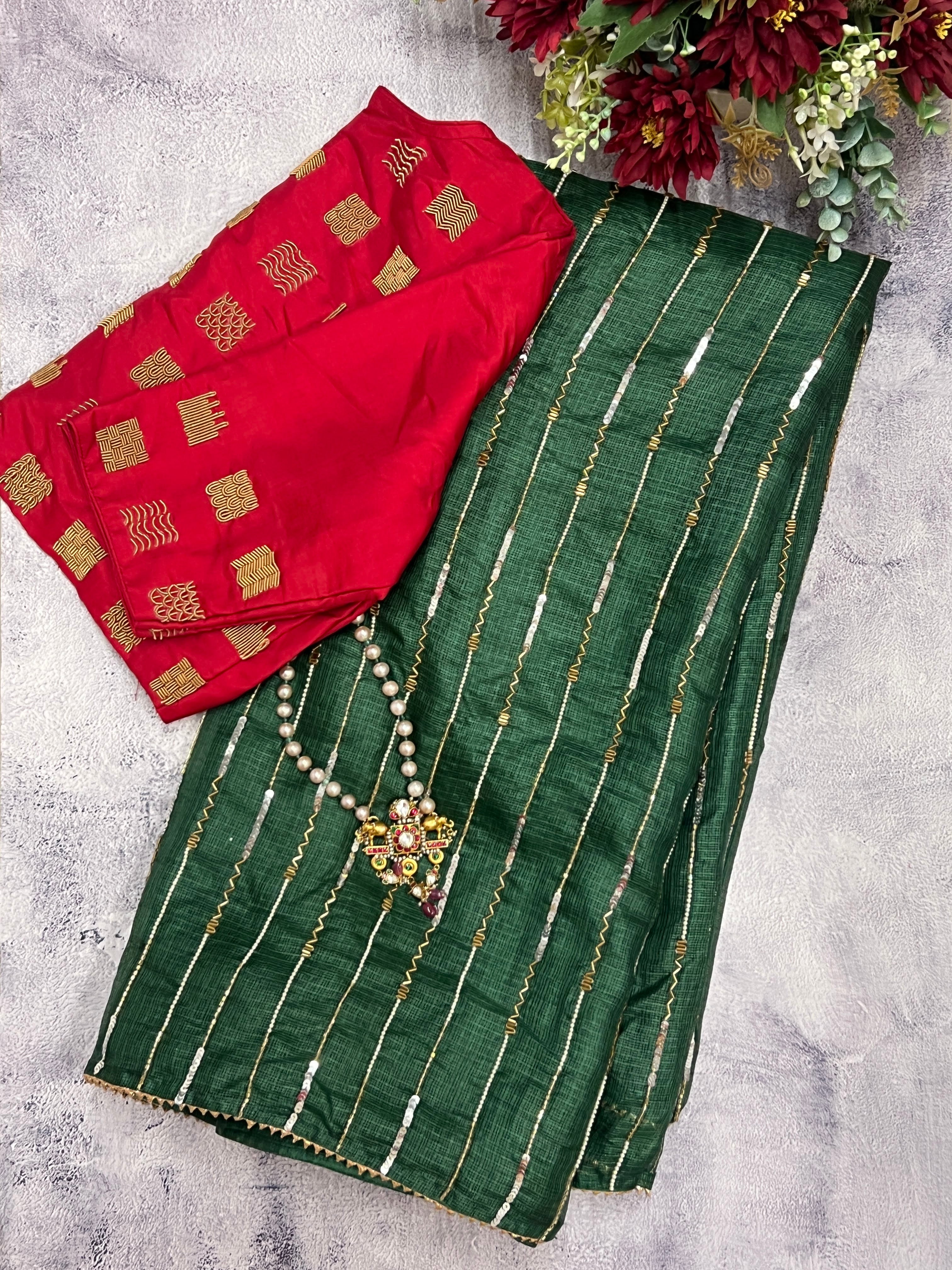 Gold embroidered kota Tussar saree