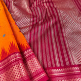 Kanchi cotton saree with silk border and Kutch embroidery