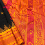 Kanchi cotton saree with silk border and Kutch embroidery