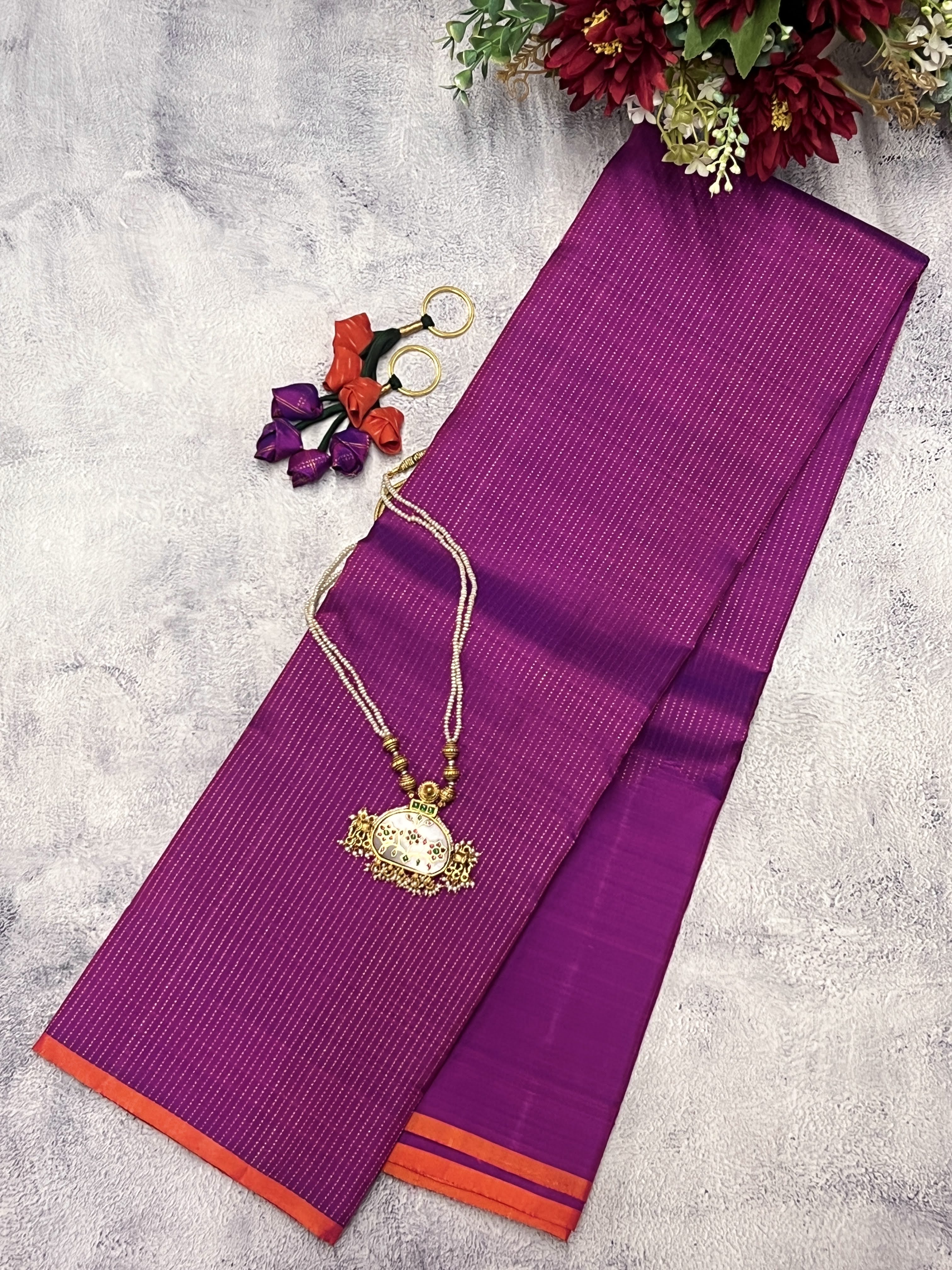 Nihira rising lines kanchipuram silk saree