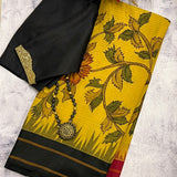 Iniya kalamkari saree with silk border