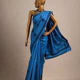 Tushara blue kutchwork tussar saree