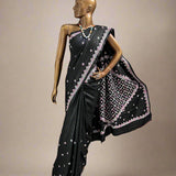 Tushara Black multicolour kutch embroidered saree