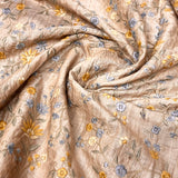 Beige embroidered tussar fabric