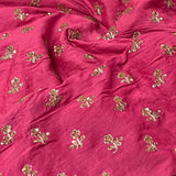 Sequin embroidered tussar fabric