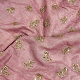 Sequin embroidered tussar fabric