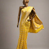 Yellow handwoven pure silk saree