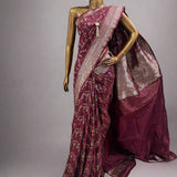 Maroon handwoven benarasi silk saree