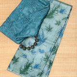 Veena Foliate Tussar Saree - Blue