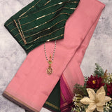 Plain kanchipuram silk saree with motif pallu