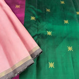 Plain kanchipuram silk saree with motif pallu