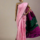 Plain kanchipuram silk saree with motif pallu