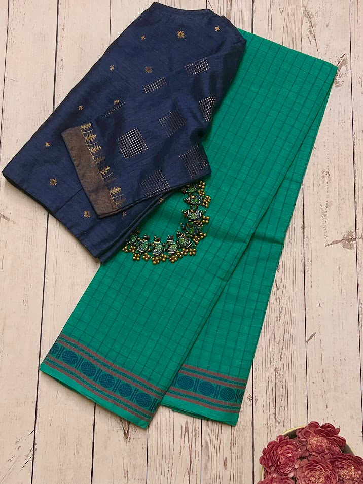 Rudraksh bordered kanchi cotton saree