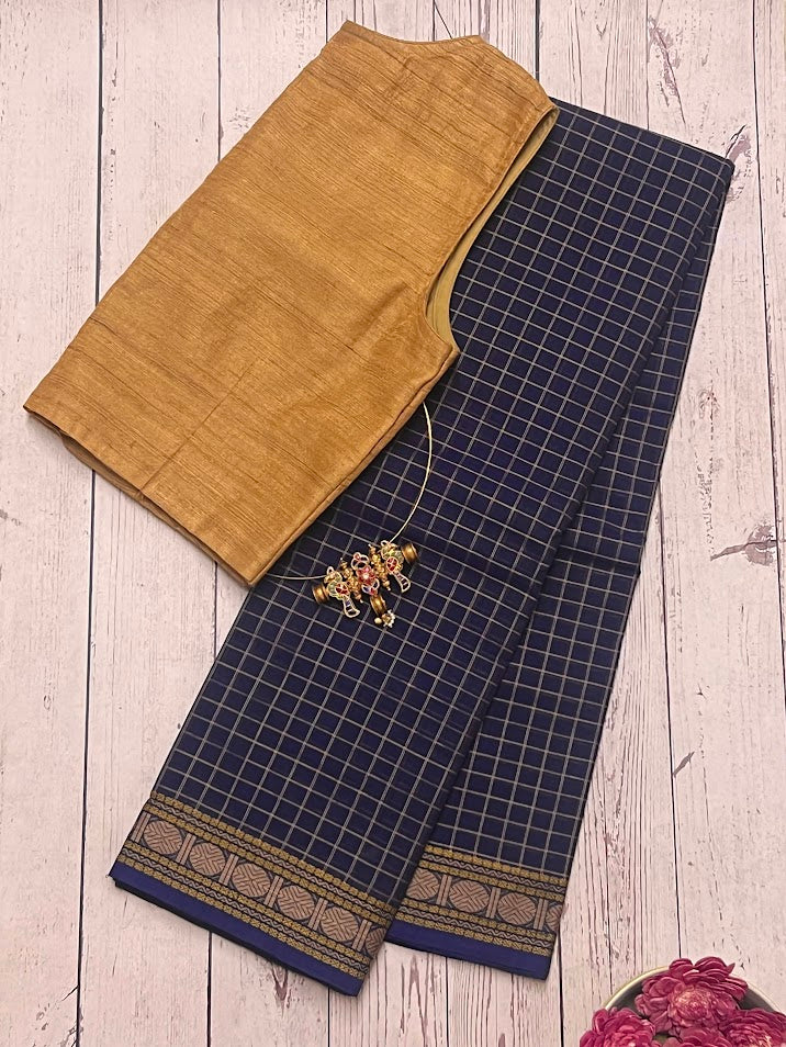 Rudraksh bordered kanchi cotton saree