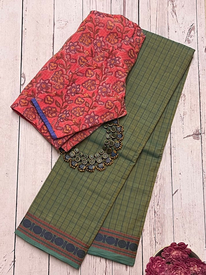 Rudraksh bordered kanchi cotton saree