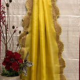 Gold printed organza dupatta