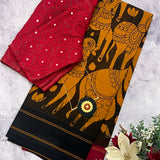 Iniya kalamkari saree with silk border