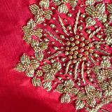 Marigold Sequin Silk Blouse - Scarlet