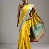 Kimaya plain multi border silk saree