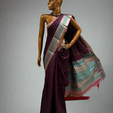Kimaya plain multi border silk saree