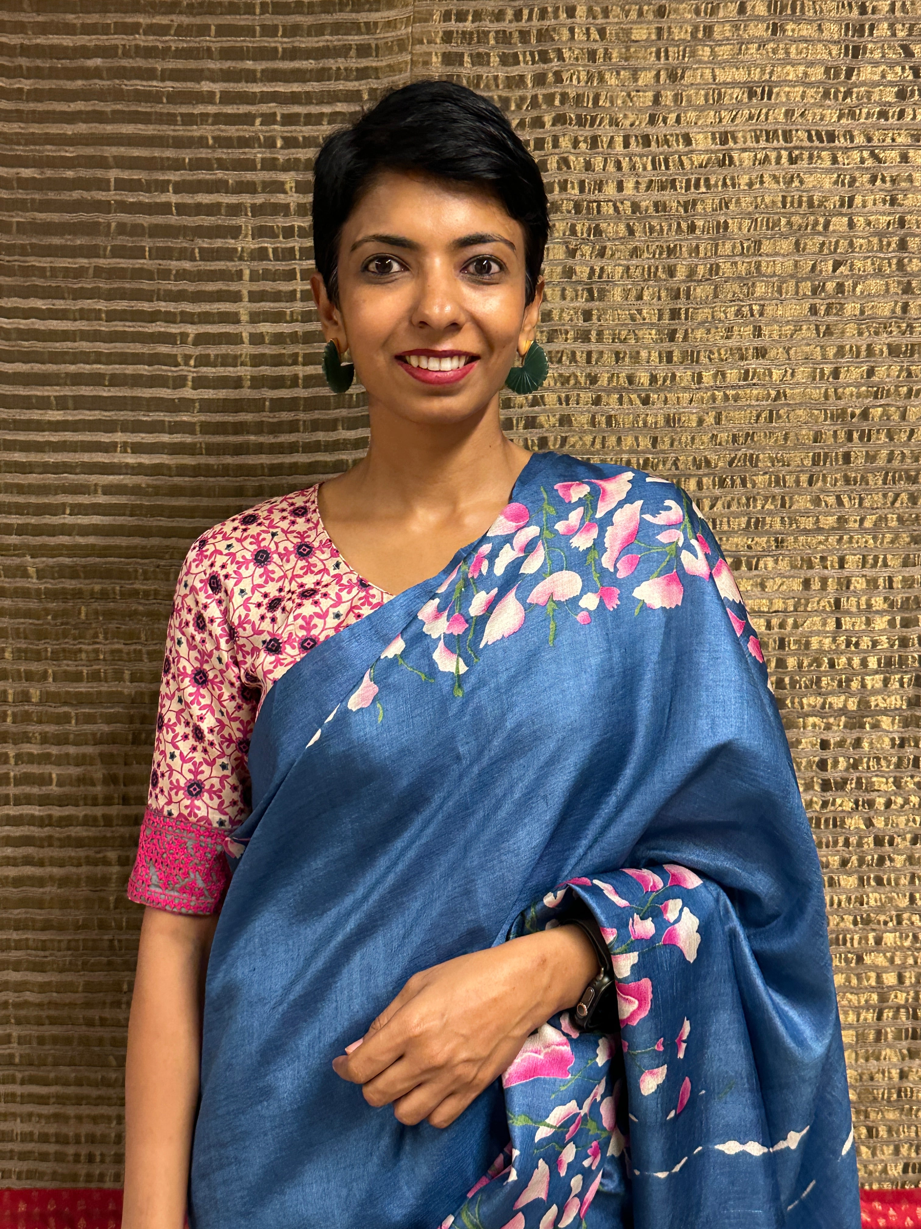 Printed tussar blouse