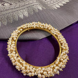 Silver kada with fresh water pearls