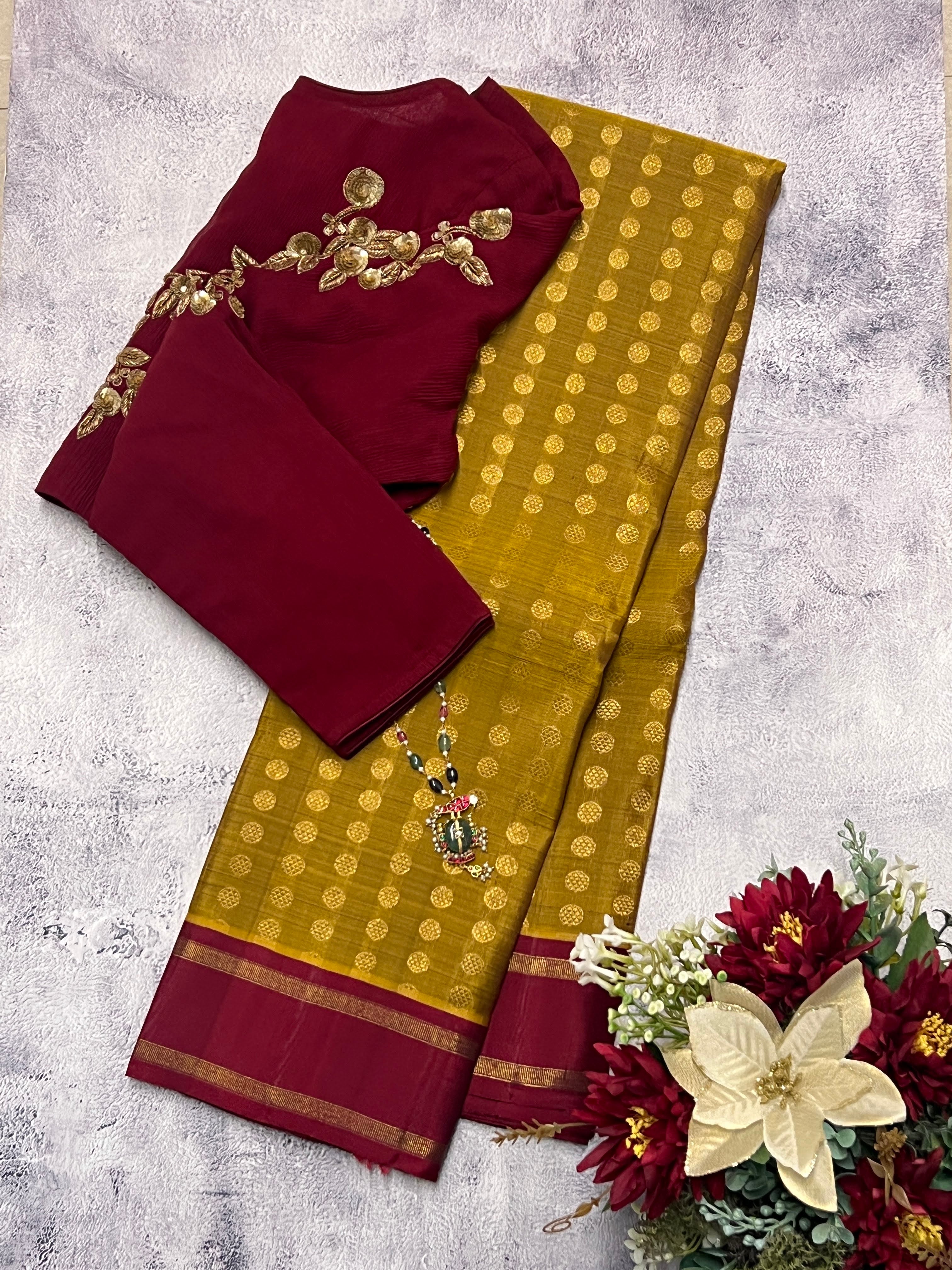 Meera polka dot kanchipuram silk saree